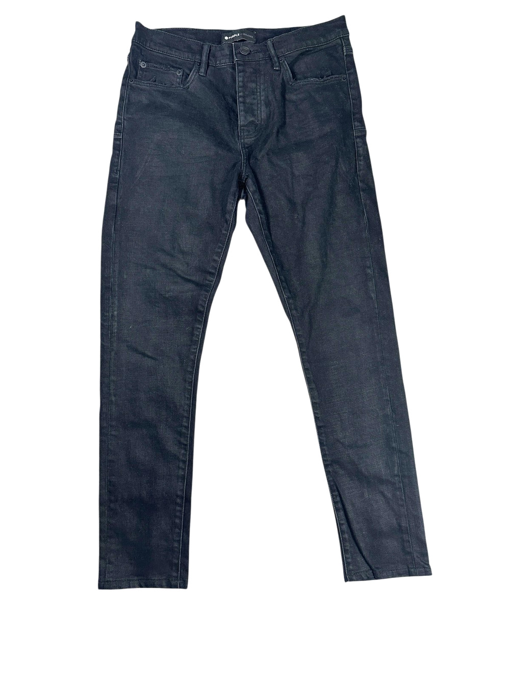 Purple Brand Jeans Mens 30x27 Black P001 Slim Fit Button Fly Stretch Denim